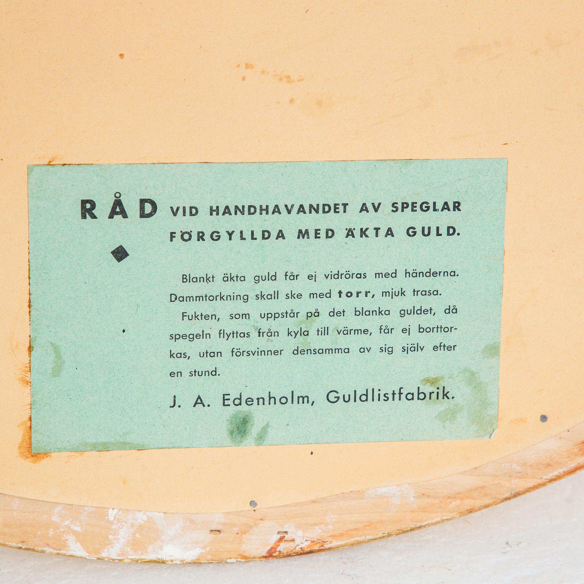 Spegel, gustaviansk stil, Edenspegel, Gustafs, 1900-talets mitt.