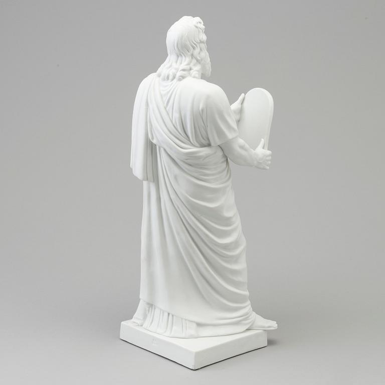 BERTEL THORVALDSEN, efter. SKULPTUR, biskvi. "Moses och stentavlorna". Bing & Gröndahl, Danmark, 1800-tal.