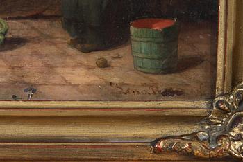 OKÄND KONSTNÄR, olja på pannå, 1800-talets   senare del.