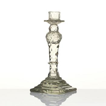 An Anglo-Irish cut glass candle stick, 18th century.