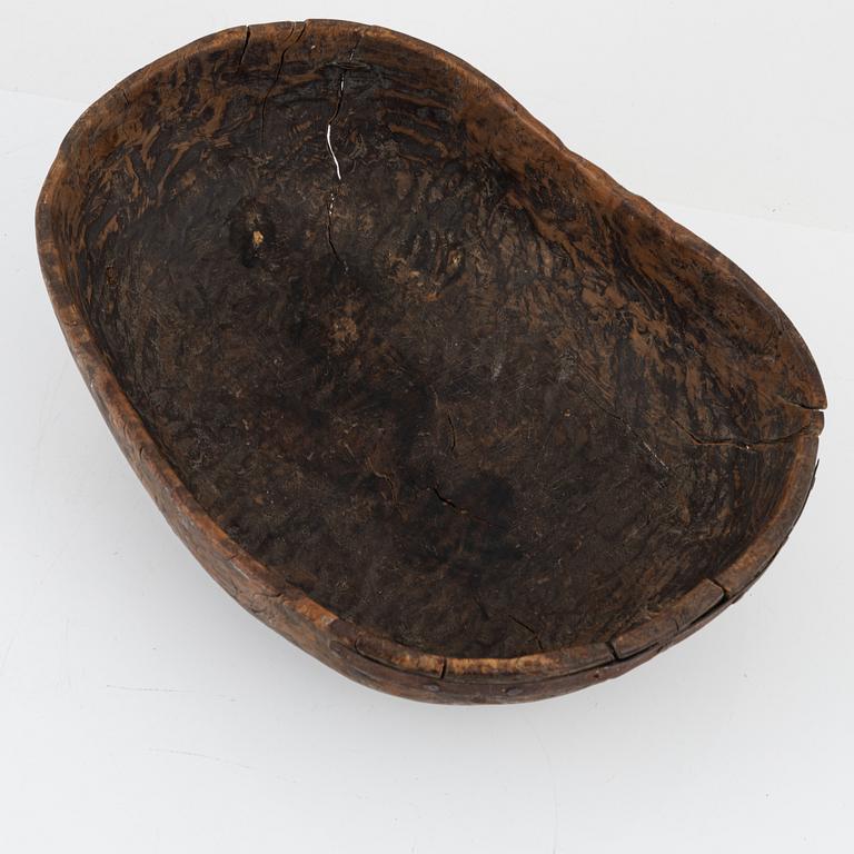 A birch bowl, dated 1793.