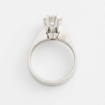 Ring solitaire with brilliant-cut diamond.