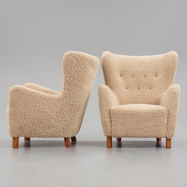 A pair of easy chairs, Denmark 1940s.