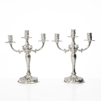 Candelabras, a pair, silver, 20th century.