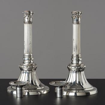 A pair of Gustavian late 18th century candlesticks.