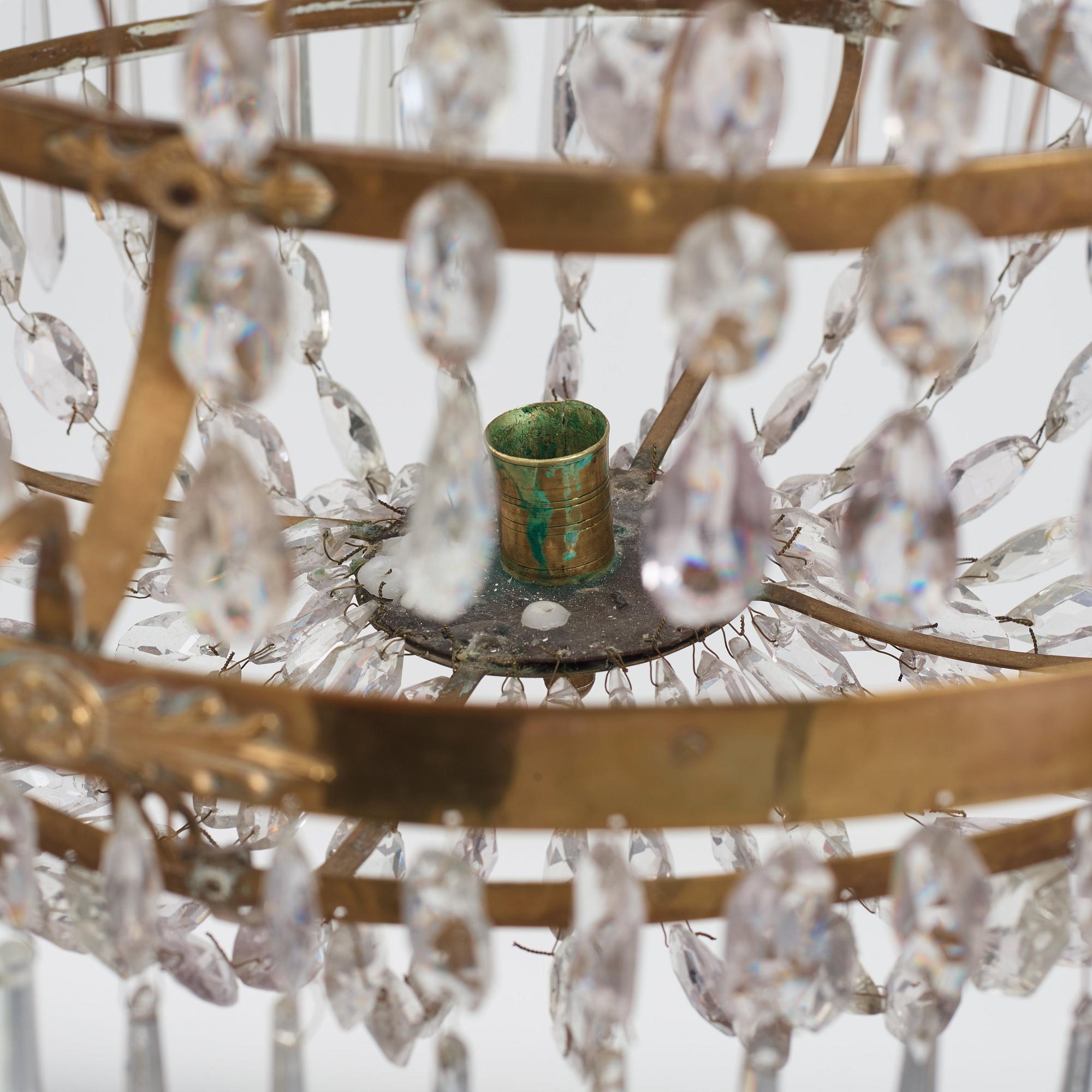A late Gustavian nine-light chandelier, early 19th century.