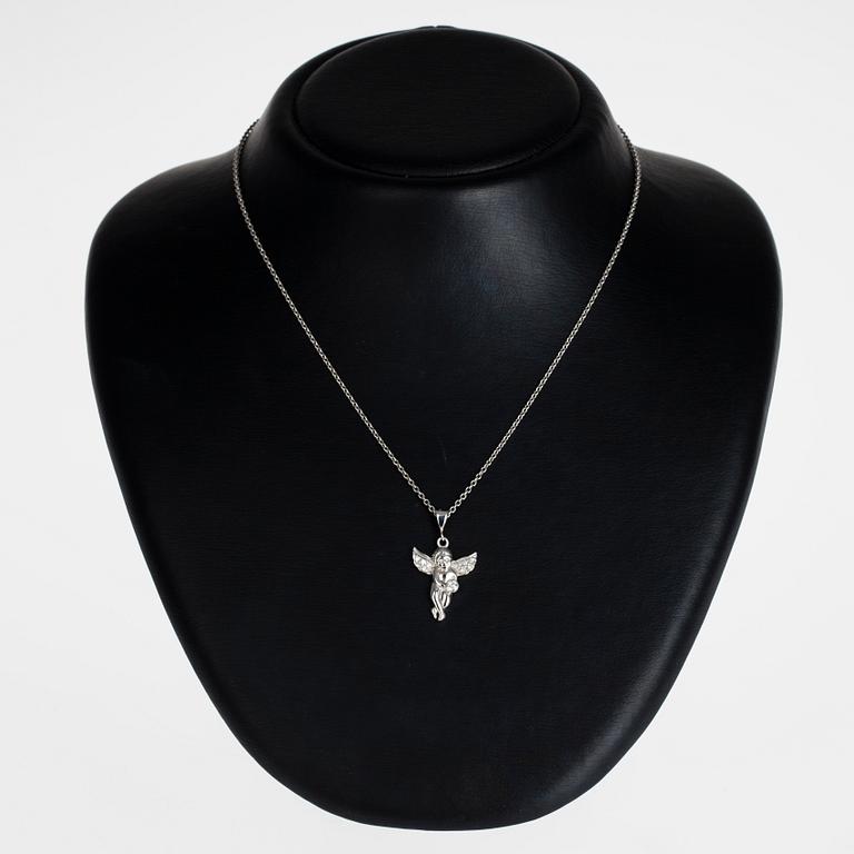 HÄNGE, 14K vitguld, skyddande ängel. Vikt 5,6 g.