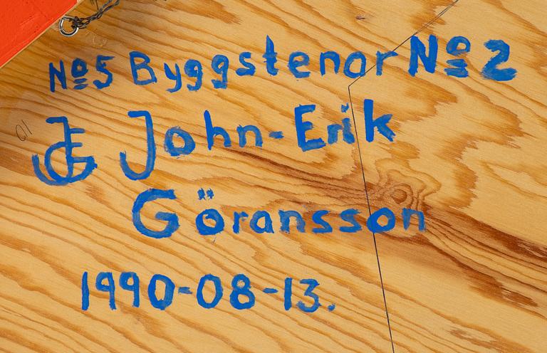 John-Erik Göransson, akryl på duk uppfodrad på pannå, signerad och daterad John-Erik Göransson 1990-08-13 a tergo.