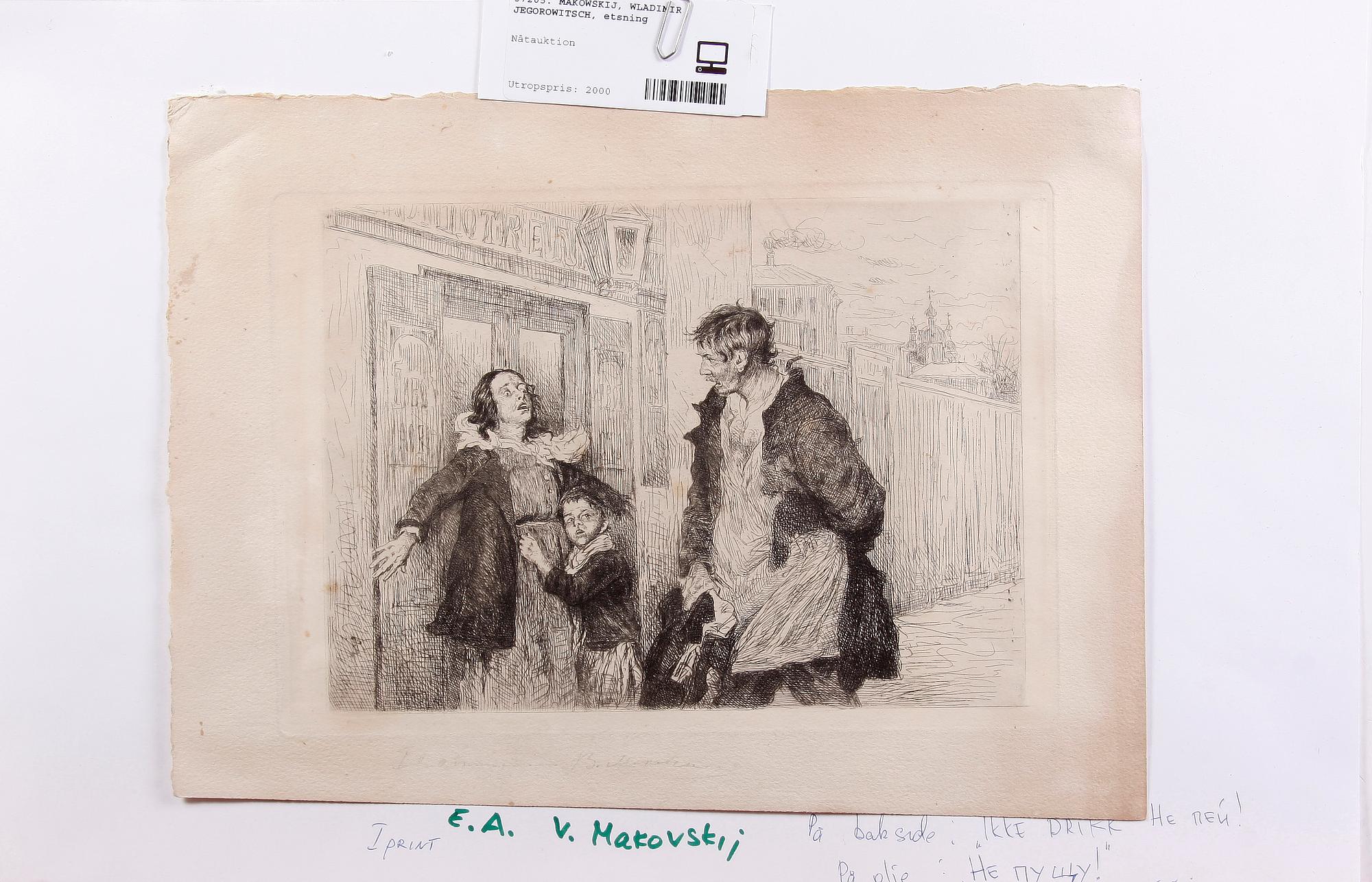 MAKOWSKIJ, WLADIMIR JEGOROWITSCH, etsning.