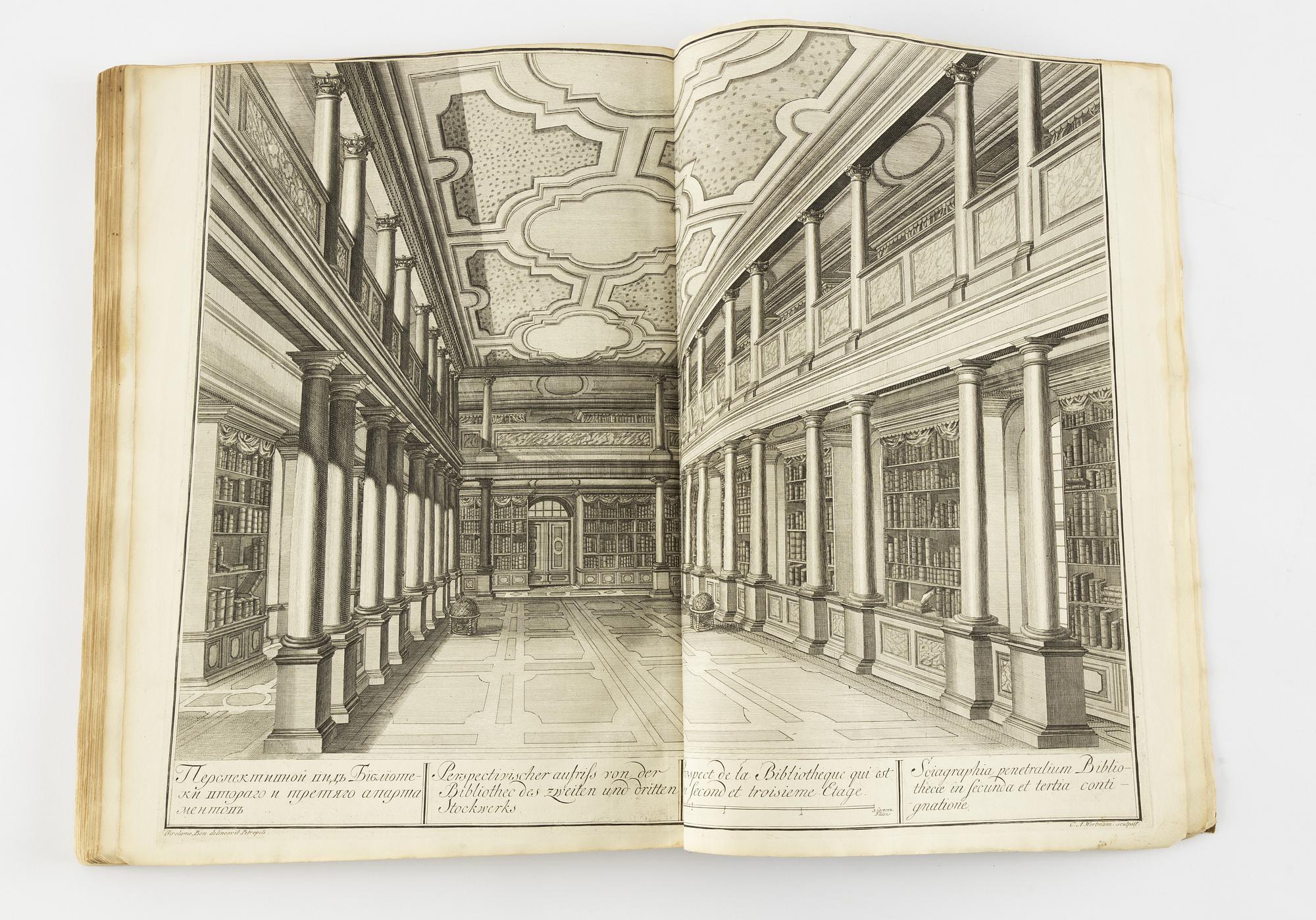 The rare Makhaev wall map of St. Petersburg, with other views and maps, 1753, 1741 and 1739.