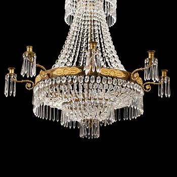 A Swedish Empire eight light chandelier, 1820-40's.