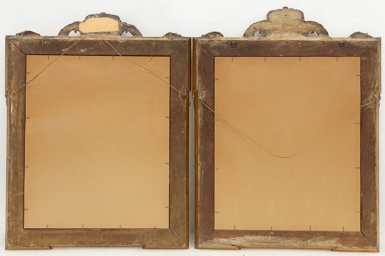 Mirror wall sconces a pair, Gustavian style, circa 1900.