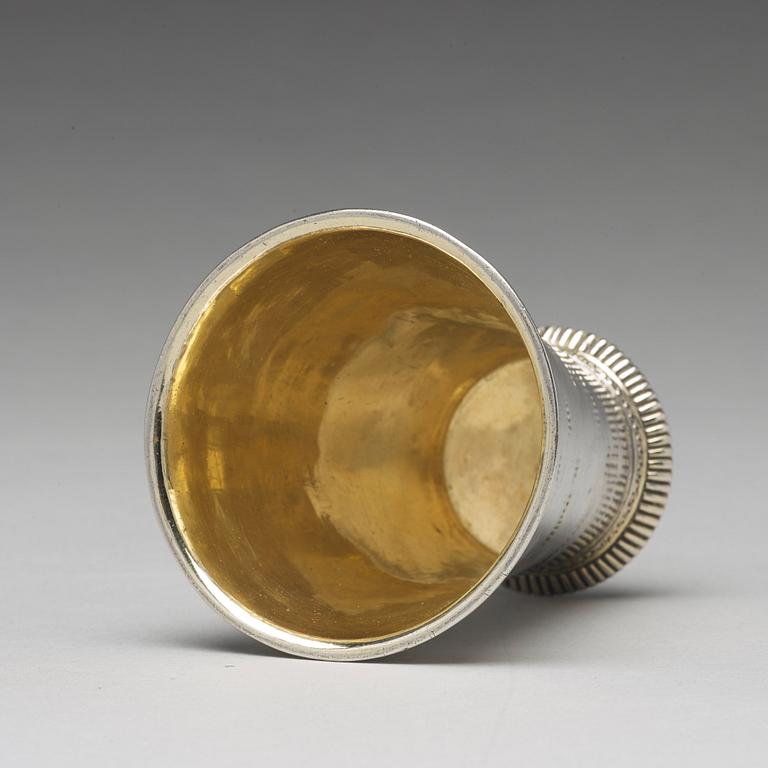 A Swedish 18th century parcel-gilt silver beaker, mark of Gottfried Dubois, Stockholm 1729.