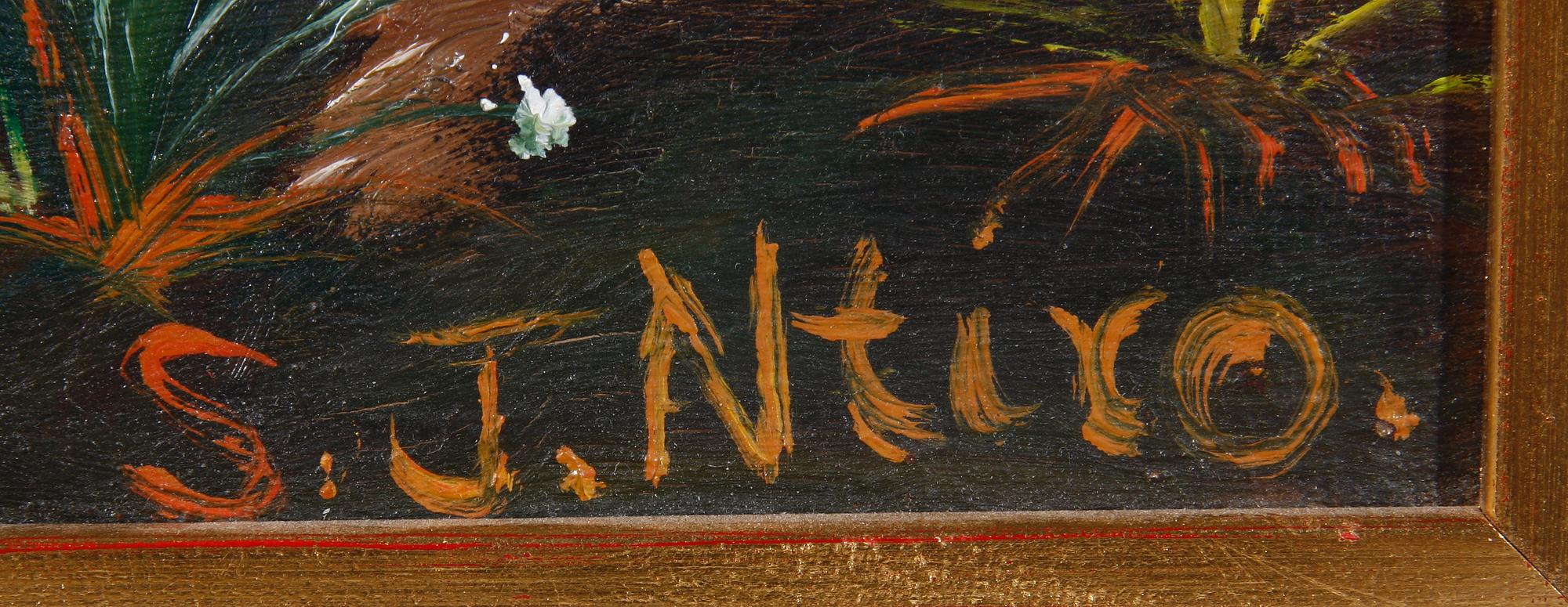 SAM J NTIRO, olja på pannå, sign.