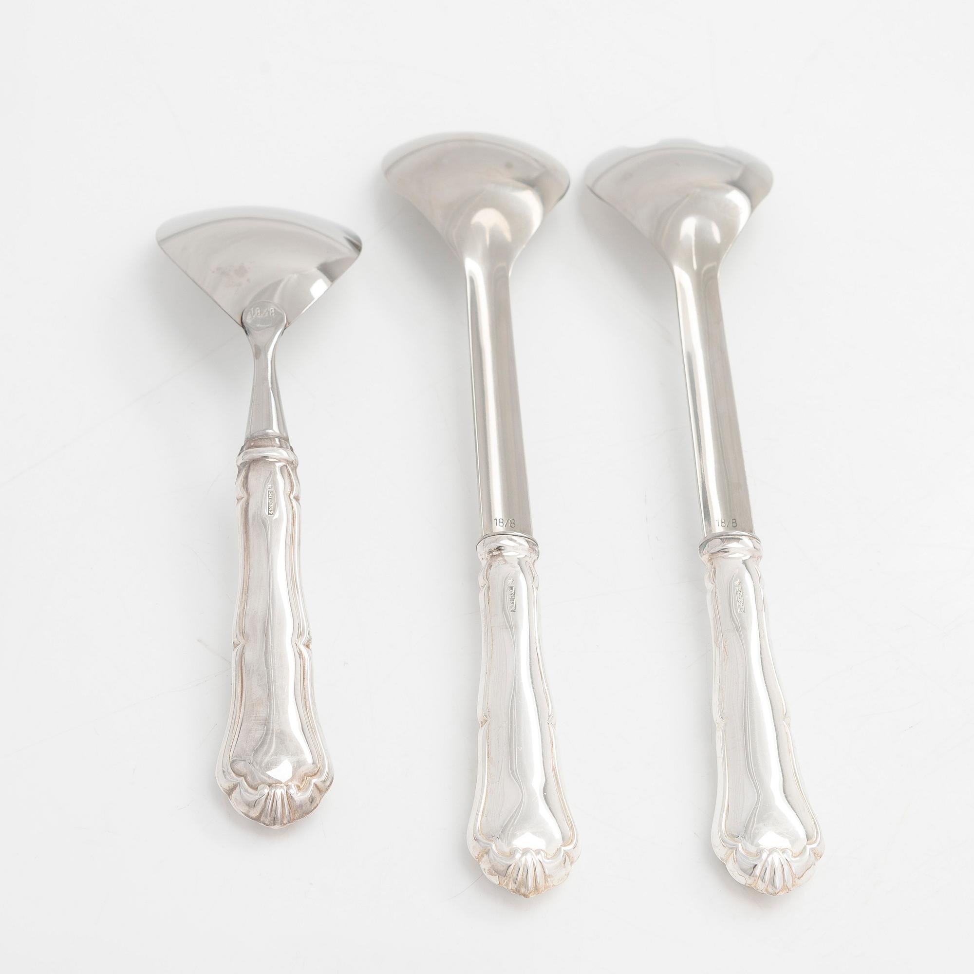 A 78-piece silver 'Chippendale' cutlery set, 1978-2007. Various Finnish manufacturers.