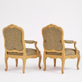 Karmstolar, ett par, Stockholmsarbeten, 1700-talets andra hälft, Rokoko.