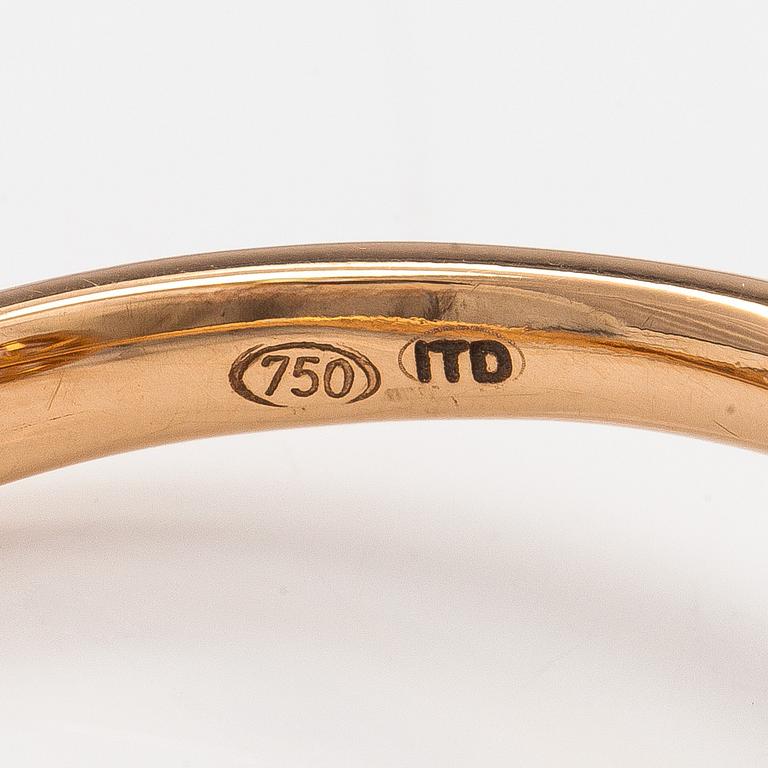 Sormus, viistehiottu morganitti, briljanttihiottuja timantteja, 18K kultaa.