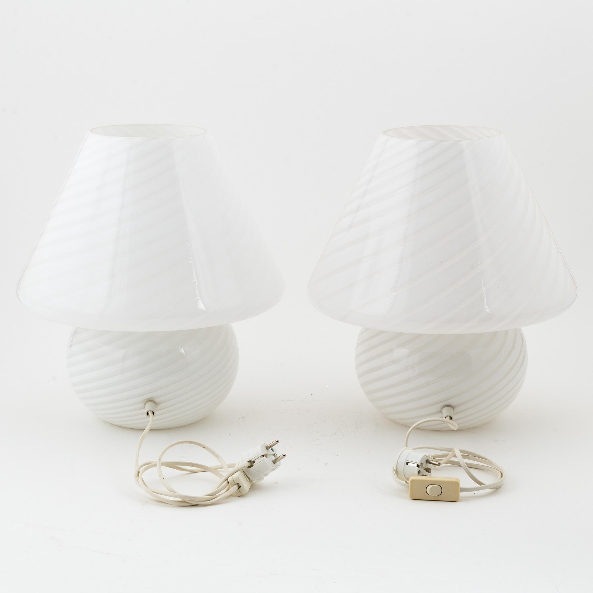 A pair of glass table lamps, Murano, Italy 1970/80's.