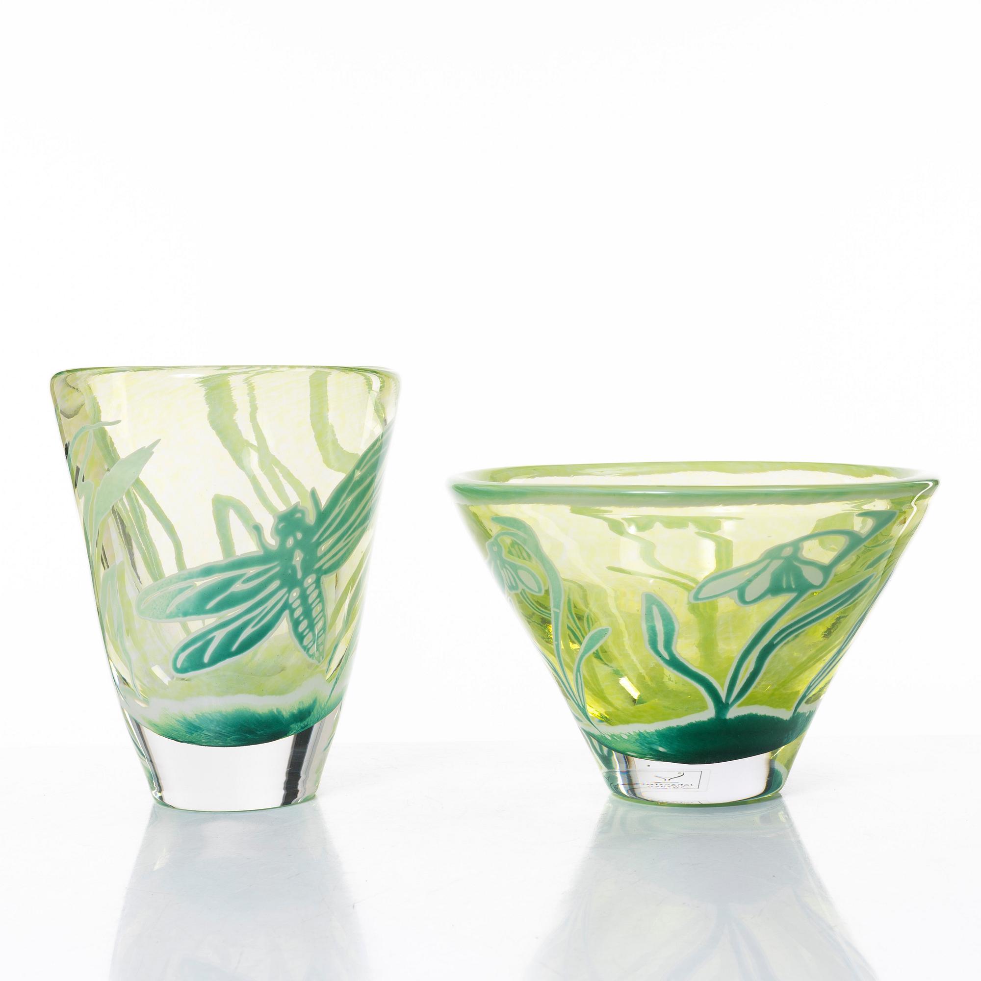 Astrid Gate, vaser, 2 st, limited edition 13/50 samt 9/25, Johansfors.