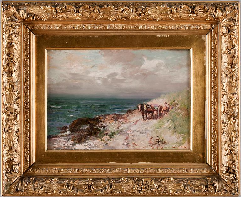 OKÄND KONSTNÄR, olja på pannå, sign W.B. Lamond R.B.A., England, 1800/1900-tal.