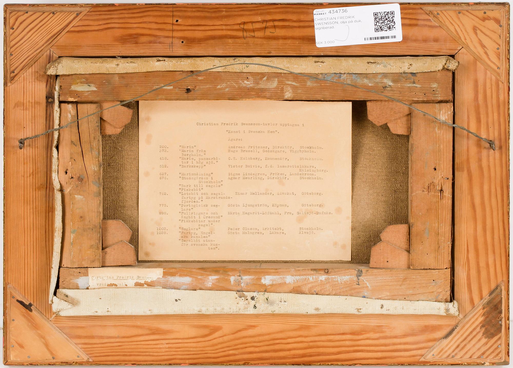 CHRISTIAN FREDRIK SWENSSON, olja på duk, signerad.