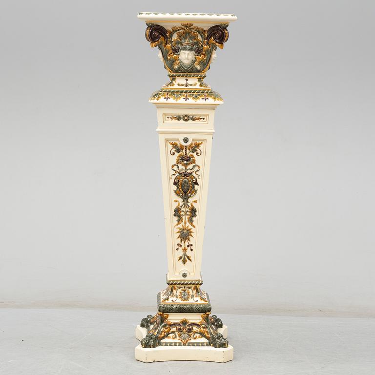A ca 1900 Swedish majolica pedestal, signed Rörstrand.