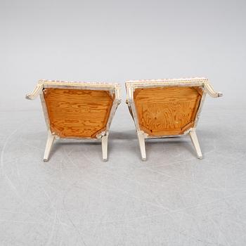 A pair of late Gustavian armchairs, 19th Century.