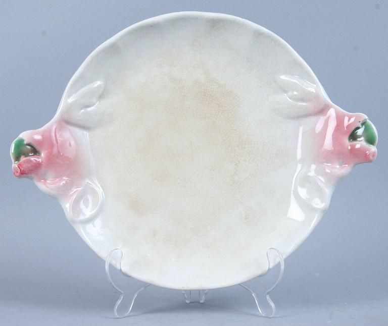 GRÖTTERRIN samt GRISFAT, flintgods, Rörstrand resp Göteborgs Porslinsfabrik, 1900-talets första kvartal.