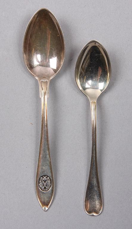 KAFFE- OCH TESKEDAR, 31 st, silver, 1930-40-tal.