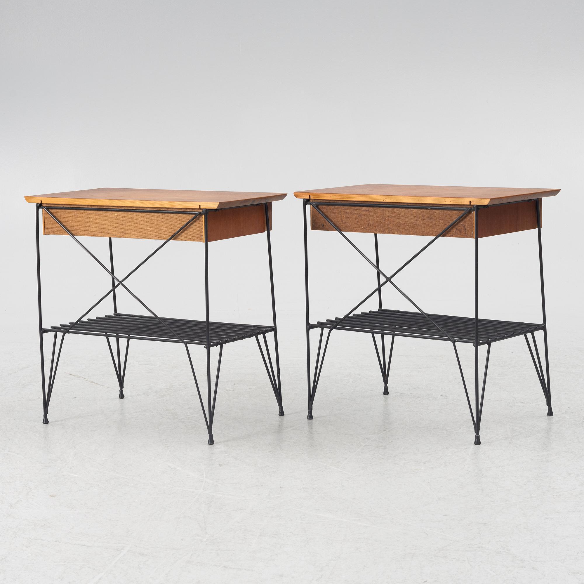 Bedside tables, a pair, second half of the 20th century.
