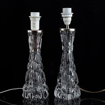 Carl Fagerlund, bordslampor, ett par, glas, Orrefors.