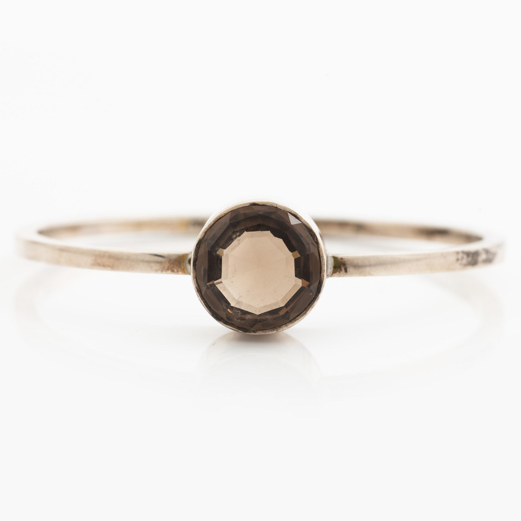 Karl-Ingemar Johansson, a bracelet, silver with faceted smoky quartz, Gothenburg 1965.