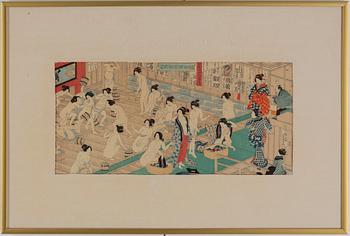 Yoshiiku Utagawa (1833-1904), färgträsnitt, Japan.