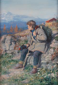 Johan Tirén, Sápmi boy in a mountain landscape.