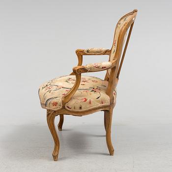 A mid 18th century rococo armchair.