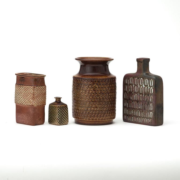 Stig Lindberg, A set of four stoneware vases, Gustavsberg Studio 1966-67.