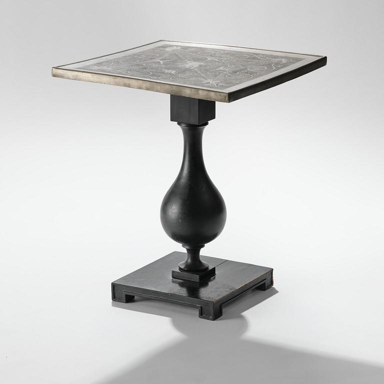 Anna Petrus, a pewter top tray table on a base by Uno Åhrén, executed in her studio, Stockholm, ca 1922-25.