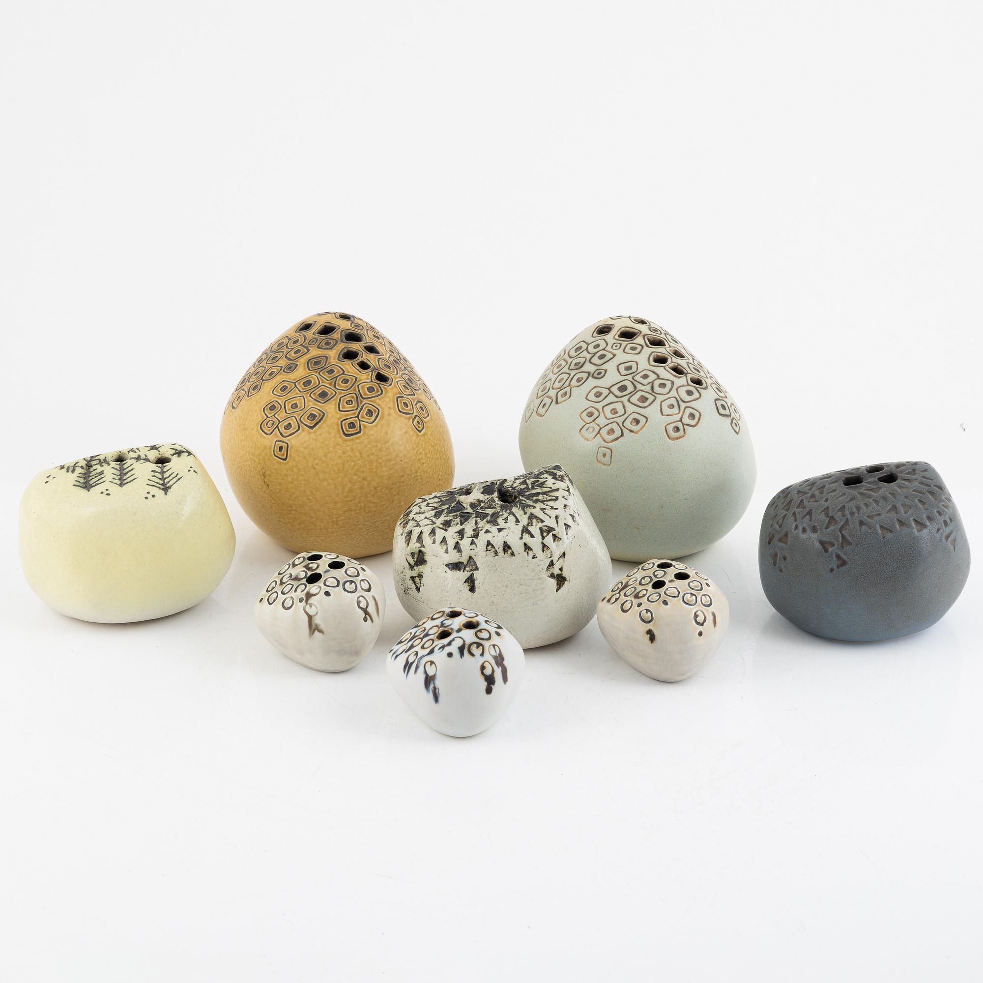 Johnny Rolf & Jan de Rooden, vaser, 9 st, "Blomsten", Gustavsberg.