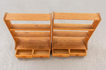 A pair of 1950s pine wall shelves possibly Carl Malmsten.