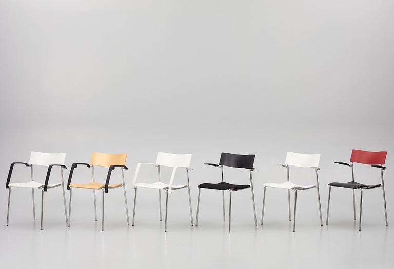 Johannes Foersom & Peter Hiort-Lorenzen, a set of six 'Campus' chairs, Lammhults, after 1992.