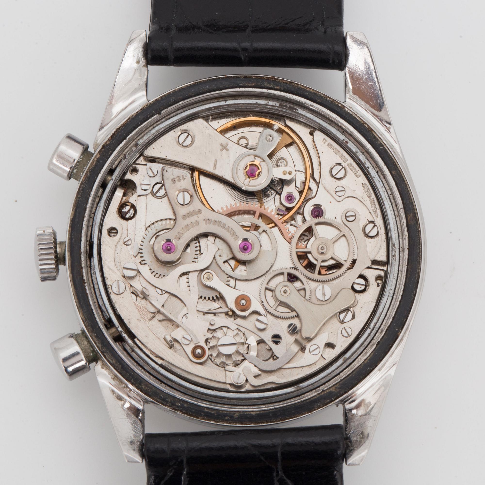UNIVERSAL GENEVE, Uni-Compax, "Big Eye", chronograph, wristwatch, 36.5 mm,