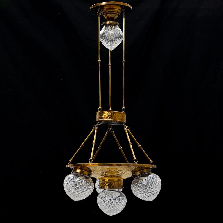 An Art Nouveau ceiling lamp, circa 1900.