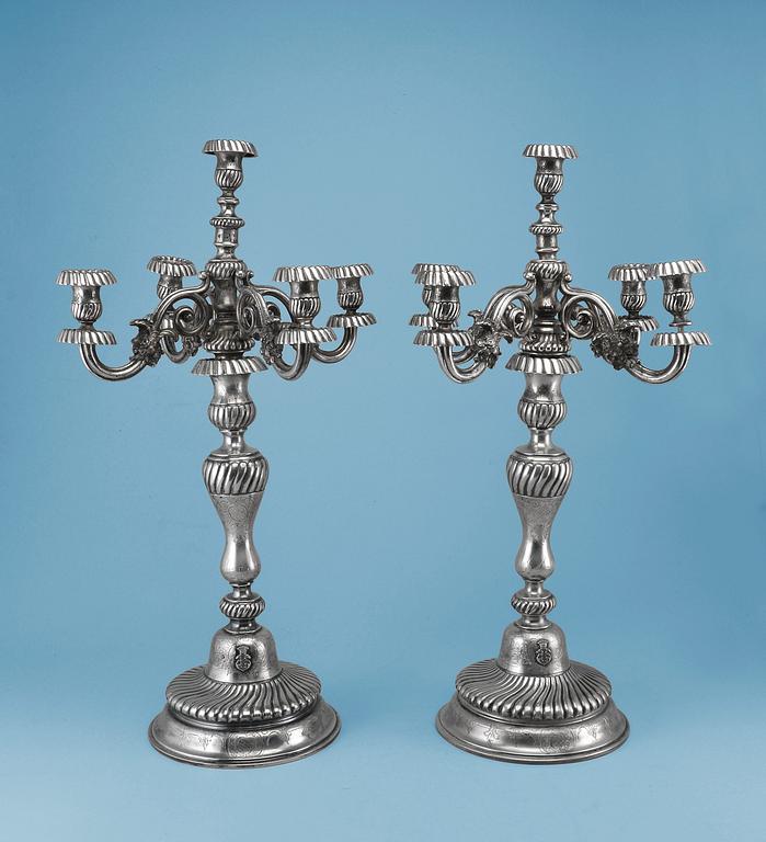 CANDELABRAS, a pair. Silver, Austria-Hungary late 1800 c. Weight 2749 g.