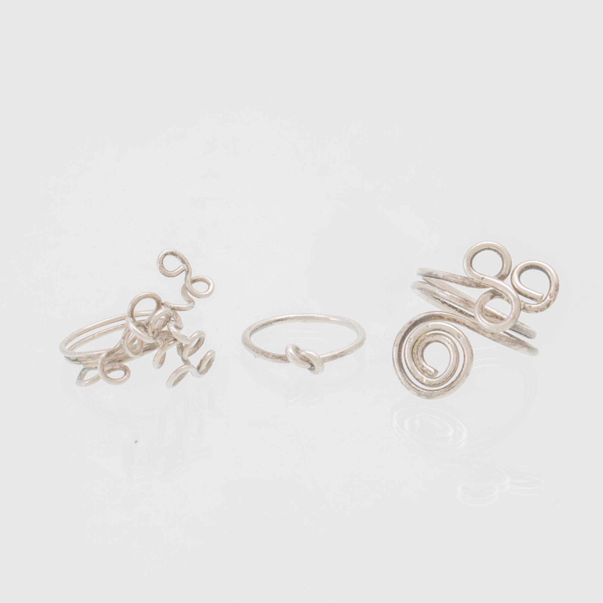 Berit Johansson, 3 silver rings.