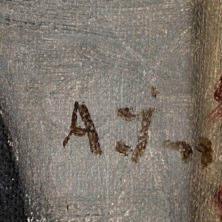 AUGUSTA JENSEN, olja på duk. Monogramsign.