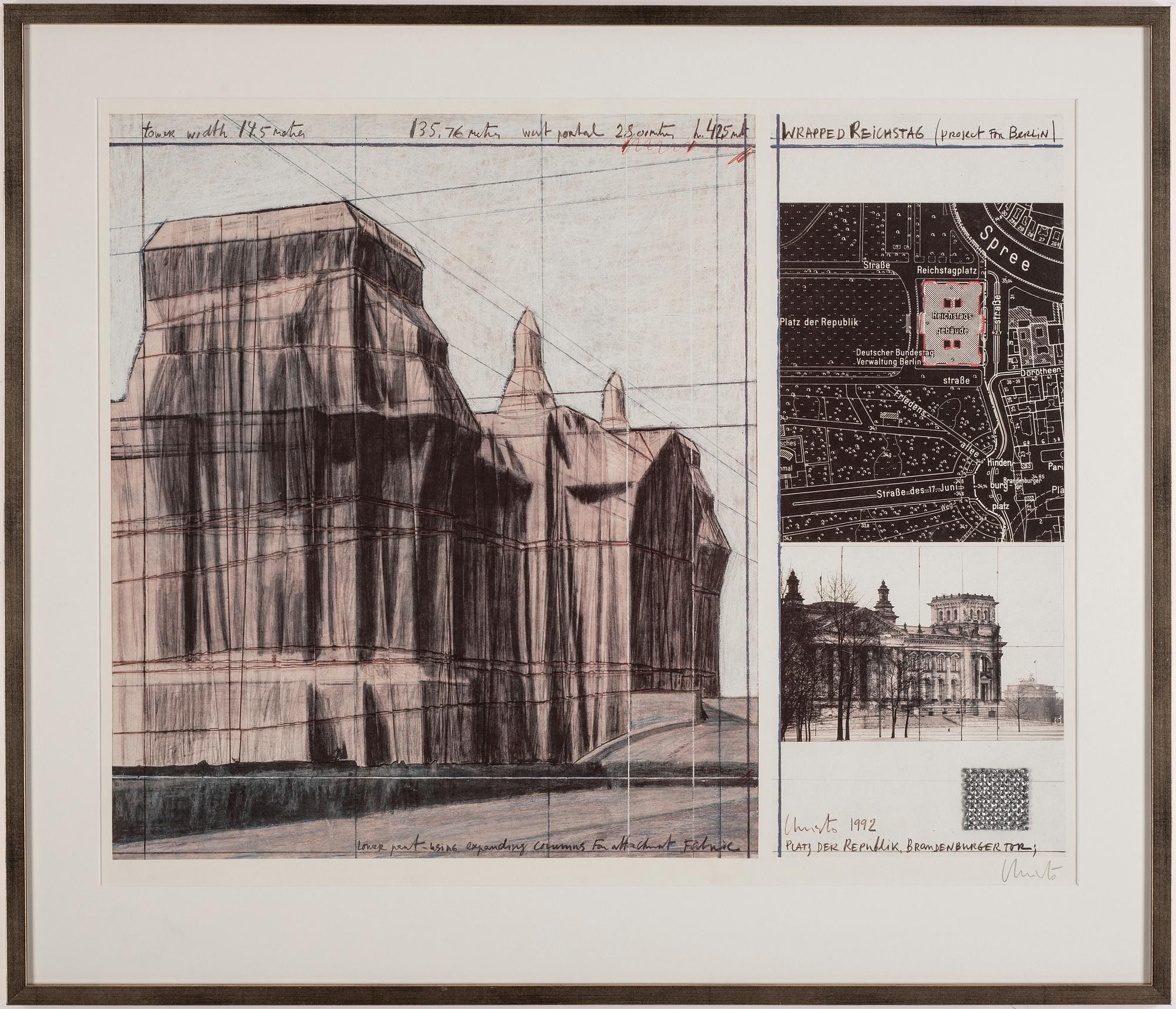 CHRISTO & JEANNE-CLAUDE, offset in colours with collage, 1992, signed Christo in pencil.