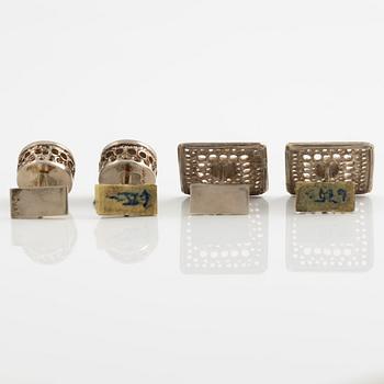 Lars Arby, two pairs of cufflinks and three pairs of earrings, silver, Gothenburg circa 1966 and 1976.