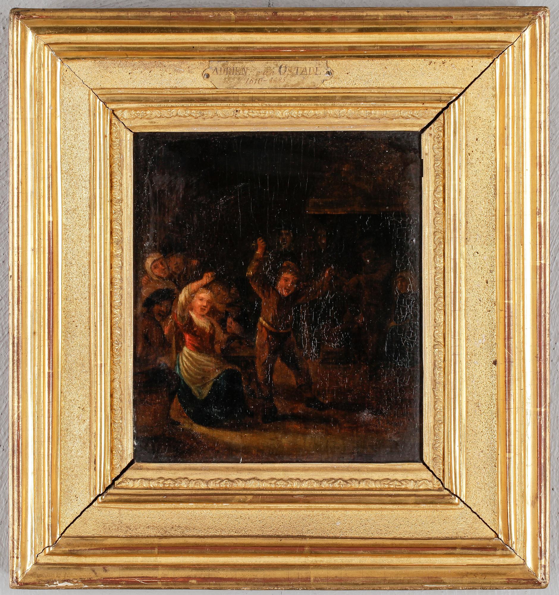ADRIAEN VAN OSTADE, hans art, olja  på pannå.