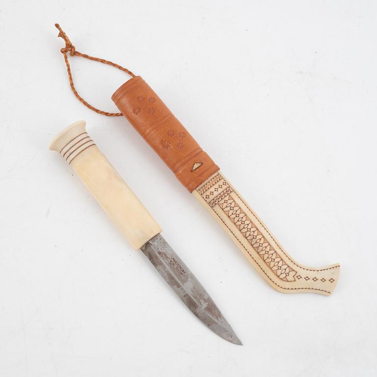 Thore Sunna, a reindeer horn knife, signed.