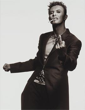 138. Albert Watson, "David Bowie, The Finger, New York City, 1996".